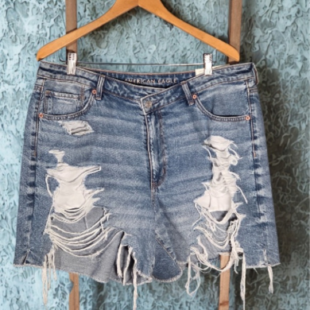 American Eagle Outfitters Destructed Denim Baggy Shorts